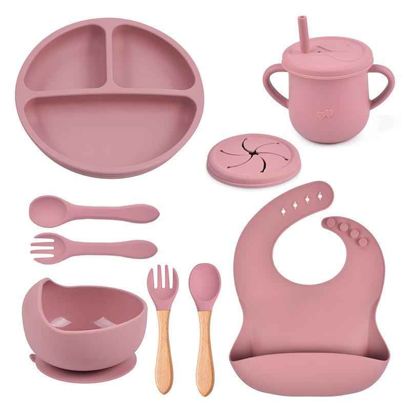 BPA Free 8pcs Silicone Baby Tableware Feeding Set