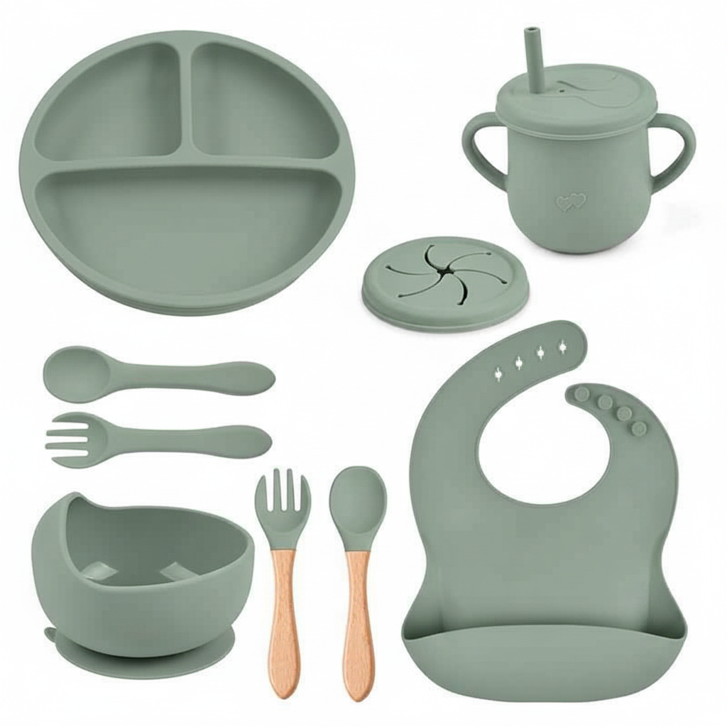 Feeding Set BPA Free - 10 pcs Silicone Baby Set