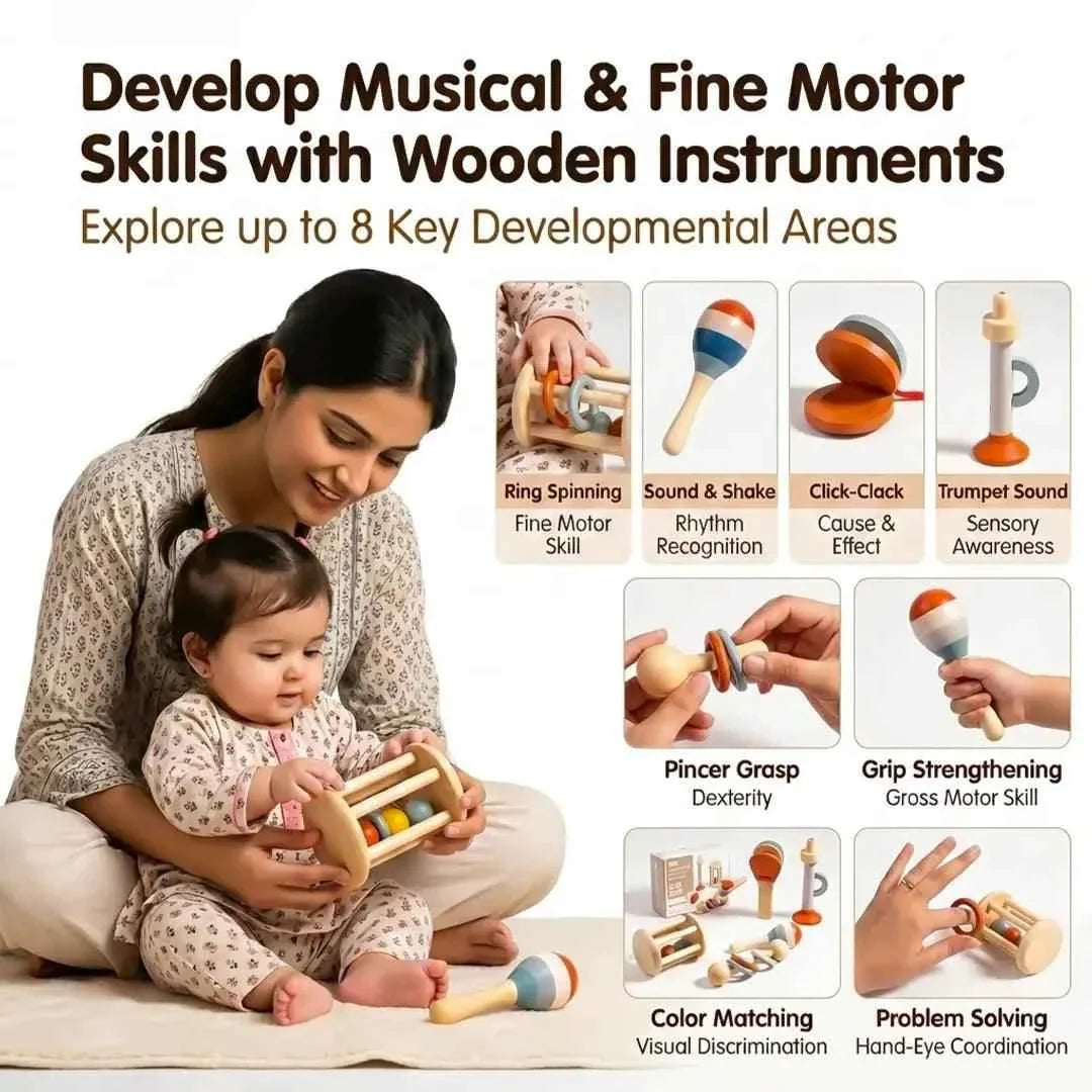 Wooden Musical Instruments Toy Set 5-Piece